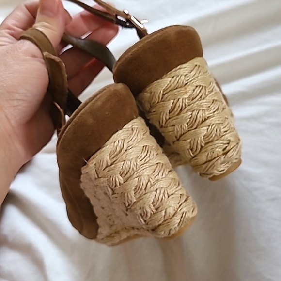 Geox Brown Strappy Suede Espadrille Wedge Sandals, Size 38/ (7.5) - Picture 10 of 13
